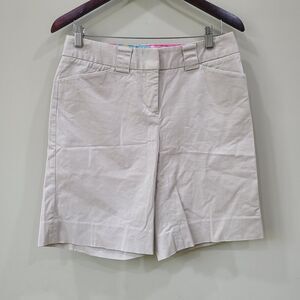 Vintage Lilly Pulitzer Womens Bermuda Short Size 6 Beige Summer Embroidered
